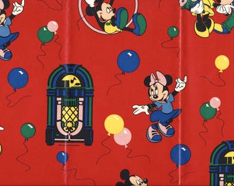 Vintage Dancing Mickey & Minnie Mouse Gift Wrap Walt Disney Wrapping Paper