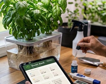 Hydroponic Care Card | Sweet Basil | Printable 4x6 Digital Download | Beginner Grower Reference Card