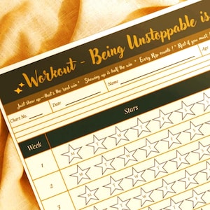 6 Wochen Workout habit Tracker, Sternenkarte, Fitnessplaner für Erwachsene, druckbares Übungslogbuch, Motivation Geschenkidee, A4 PDF sofort druckbar