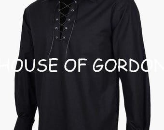 Men's Scottish Jacobite shirt fine cotton ghillie shirt comes with brass ellet.