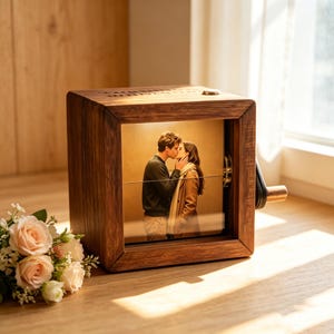 Gepersonaliseerde fotofolderdoos | Aangepaste fotodoos voor animatie met licht | Romantisch jubileumcadeau voor hem en haar