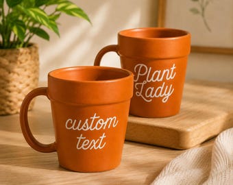 Personalized Plant Pot Mug, Personalized Plant Lover Coffee Mug, Custom Text Gardening Gift, Father’s Day Mug, Plant Dad Gift