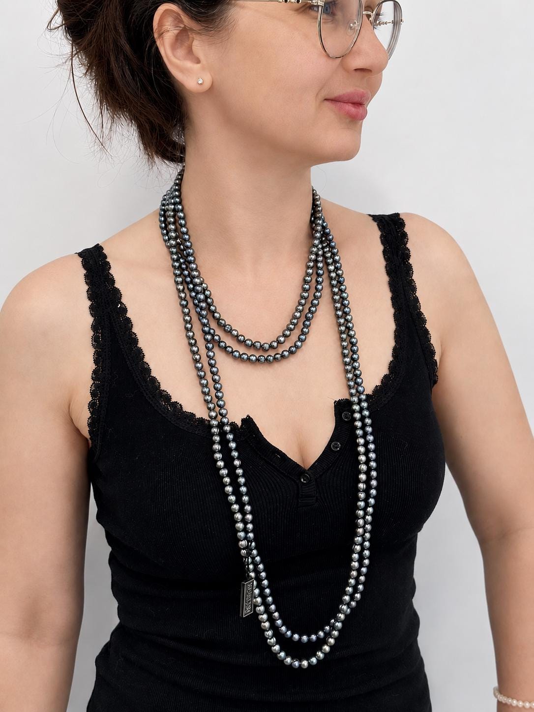 Honora Peacock Pearl Long Necklace Duo, Cultured Pearls, Multi Strand, Peacock Pearls, Statement Jewelry