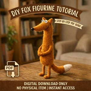 DIY Fuchs Figur Anleitung, Draht und Garn Tier Muster, Schritt für Schritt Anleitung aus Kork, Waldkreatur PDF, Digitale Modelle