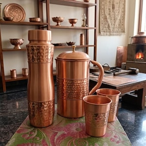 Pure Copper Water Drinkware Set three pieces image 2