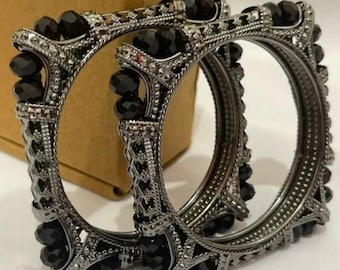 Bangles new design black combination two piece