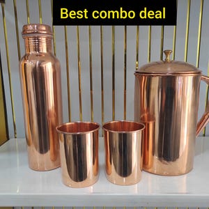 Premium kopparset med dryckeskärl – flaska, kanna och koppar