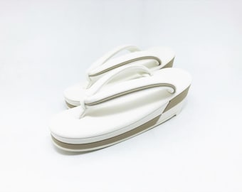 Japanische Ichimatsu Rikyu Tea White & Tea Karierte Zori Regensandalen für Damen