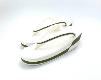 Japanische Ichimatsu Matcha Karierte Zori Regensandalen für Damen