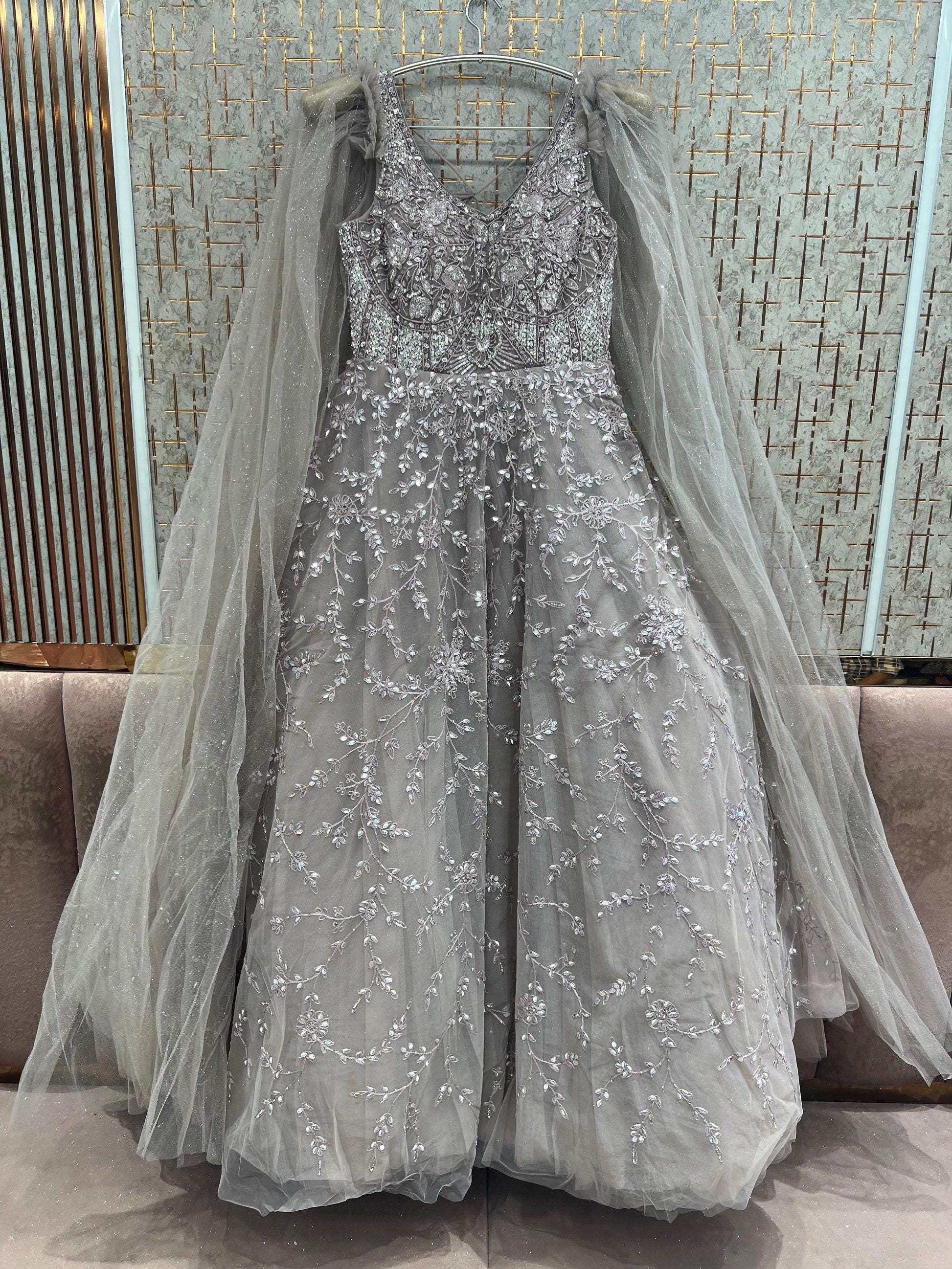 sachin and babi light blue dress Embroidery Ball Gown Gray Wedding Dresses for sale