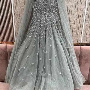 grey net dress Grey net gown with Fine Embroidery | Rozina Munib