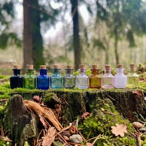 Set van 10 betoverde gekleurde miniatuurglazen flessen