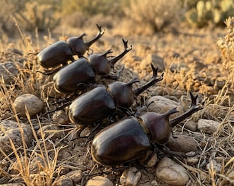 Rhinoceros Beetle Insect Specimen 6cm | Real Bug Collection Set | Educational Biology Sample, School Display, Study Kit