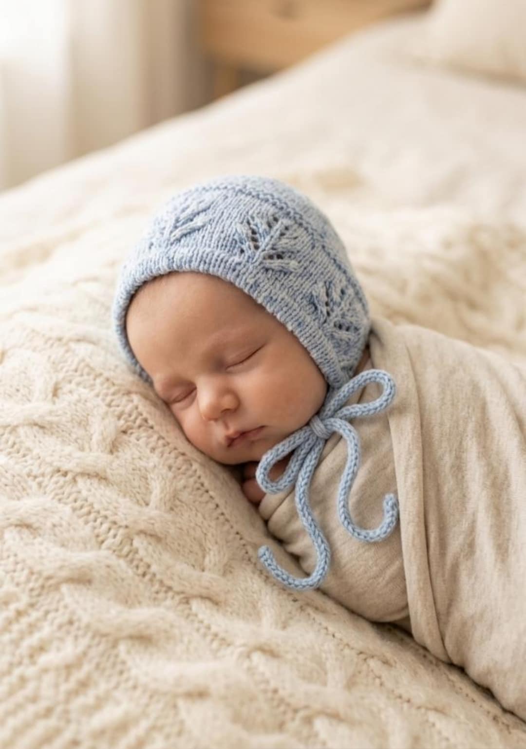 Baby Bonnet Knitting Pattern | Vintage Style Newborn Hat (PDF Download ...