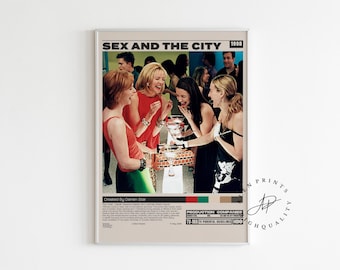 Sex and the City Poster, Retro Movie Print, Midcentury Modern, Retro TV Show Poster, Minimalist Movie Poster, Custom Movie Poster, Wall Art