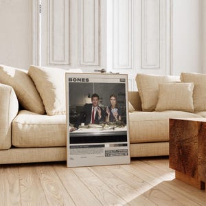 Póster de Bones, serie de televisión Bones, impresión de película retro, estilo moderno de mediados de siglo, póster de programa de televisión retro, póster de película minimalista, póster de película personalizado imagen 5