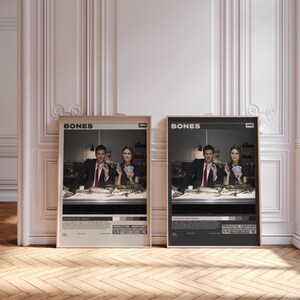 Póster de Bones, serie de televisión Bones, impresión de película retro, estilo moderno de mediados de siglo, póster de programa de televisión retro, póster de película minimalista, póster de película personalizado imagen 2