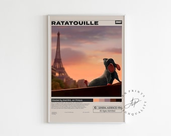 Ratatouille Movie Poster, Retro Movie Print, Midcentury Modern, Retro Movie Poster, Minimalist Movie Poster, Custom Movie Poster, A3 poster