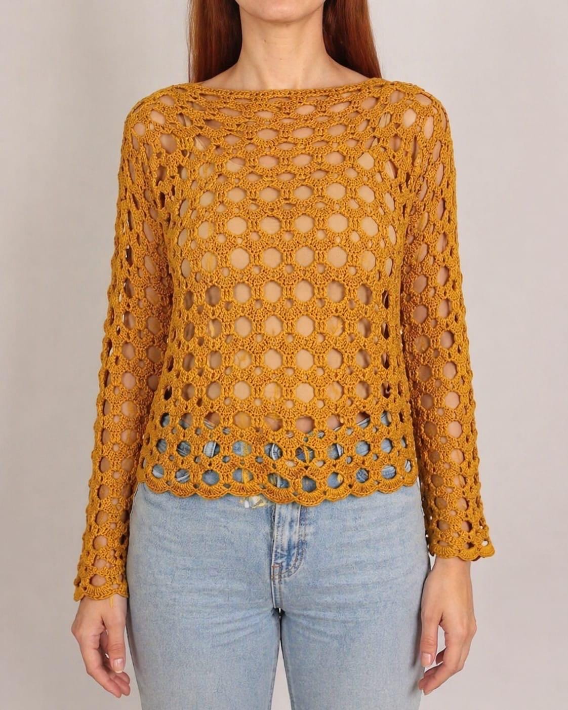 Crochet Loop Top Mesh Crochet Top Pattern PDF, Openwork Crochet Top, Crochet Lace Blouse ...