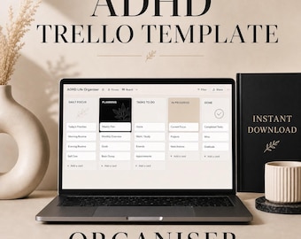 Trello Life Planner | ADHD Organiser Template, Business Project Management Dashboard, Kanban To Do List, Digital Product Download