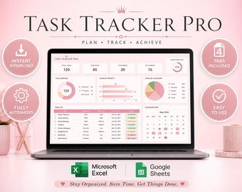 Task Tracker Excel Google Sheets Template Daily To Do List Project Management Digital Planner Work Organizer Recurring Tasks ADHD Productive