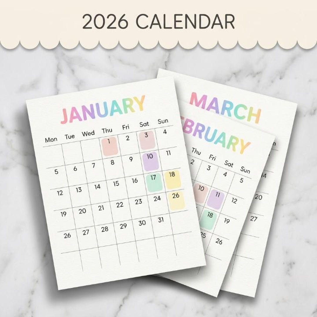 2026 Minimalist Printable Calendar, Monthly Planner PDF (instant ...