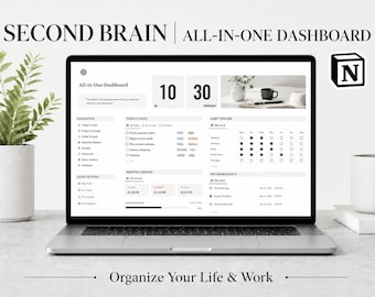 Notion Second Brain | All in One Notion Life Planner | Minimalist Productivity Dashboard | Digital Planner Project Task Manager 2026