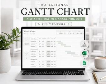 Gantt Chart Project Management Template Excel Google Sheets | Project Timeline Tracker Spreadsheet with Task Dependencies Team Planner Tool