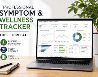 Symptom Tracker Spreadsheet | Chronic Illness Wellness Journal | Google Sheets Health Dashboard | Medication & Trigger Log | Mental Health