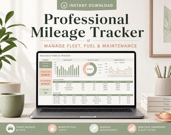 Mileage Tracker Spreadsheet Business Expense Log & Fuel Calculator for Google Sheets  Excel | Tax Compliance Trip Planner Vehicle Log