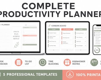 Eisenhower Matrix & Kanban Board Task Tracker | Complete Productivity Planner Google Sheets Project Management To Do List Gantt Chart
