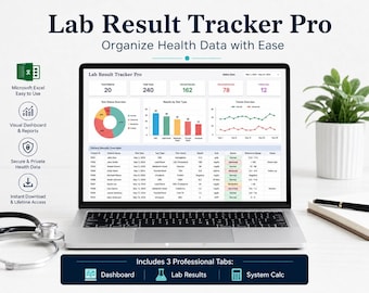Lab Results Tracker Google Sheets | Automated Blood Test Log | Medical Health Dashboard |Bloodwork Tracker Spreadsheet | Clinical Lab Record