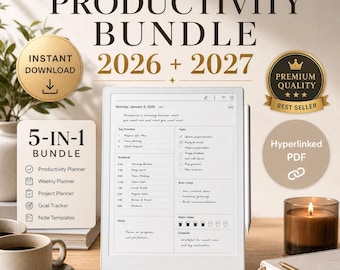 Supernote 2026-2027 Planner Templates Bundle | Daily Weekly Hyperlinked PDF for A5X, Manta, A6X, Nomad, Journal, Calendar, Eink