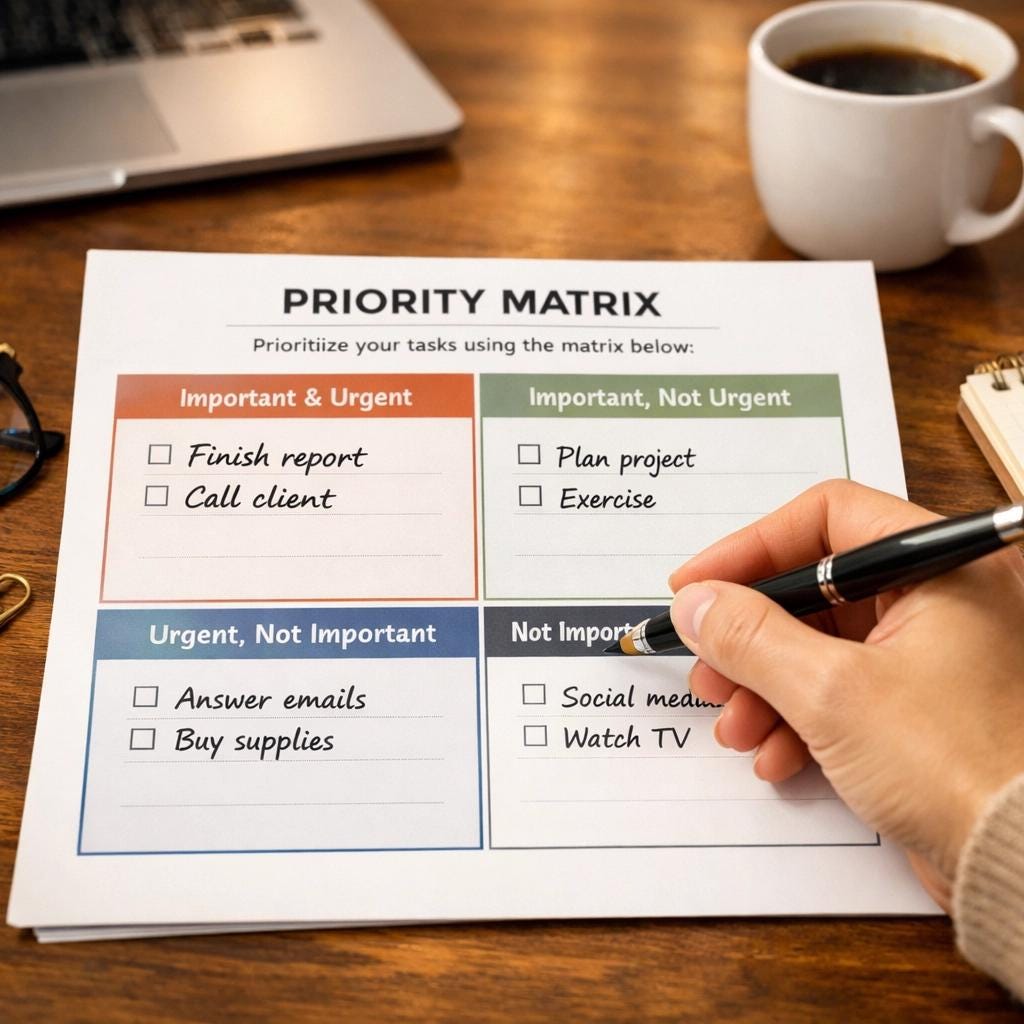 Eisenhower Matrix Printable, Priority Decision Task Organizer Printable ...