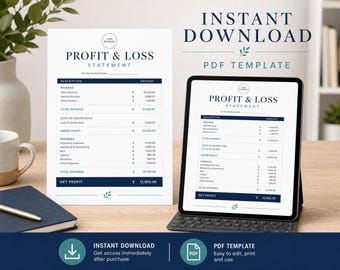 Editable Profit and Loss Statement, Printable P&L Template Bundle, Business Finance Tracker PDF, US Letter A4 Profit Calculator