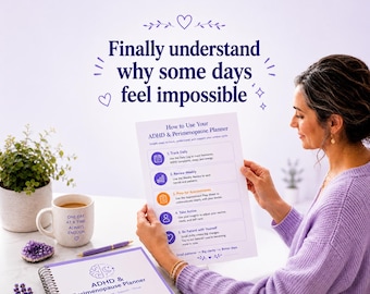 Perimenopause ADHD Planner Printable | Brain Fog Tracker, Hormone Log, Mood Journal, Neurodivergent Women 40s 50s Late Diagnosis PDF