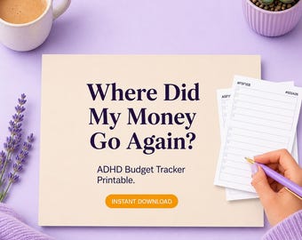 ADHD Budget Tracker Printable PDF | Payday Budget Planner for Adults | Impulse Spending Log | Neurodivergent Money Tracker