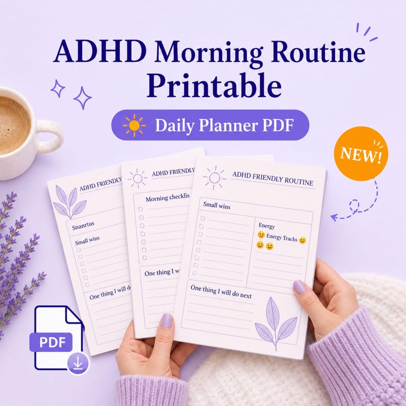 ADHD Morning Routine Printable PDF | Daily Reset Planner for Adults ...