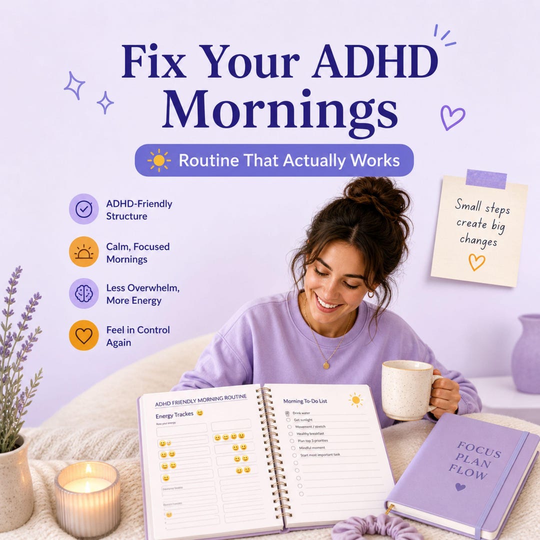 ADHD Morning Routine Printable PDF | Daily Reset Planner for Adults ...