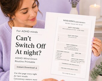 ADHD Night Routine Printable | Evening Wind Down Planner PDF | Bedtime Checklist for Adults | Neurodivergent Sleep Routine