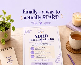 ADHD Task Initiation Kit Printable | Procrastination Worksheet | Dopamine Menu | Neurodivergent Self-Help | Focus Starter Pdf