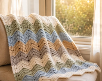 R Blanket Crochet Pattern PDF, Easy Chevron Afghan, Beginner Crochet Throw Blanket, Baby Shower Gift, Instant Download