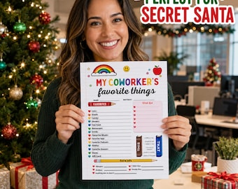 Coworker Favorite Things Printable, All About My Coworker Survey, Work Gift Exchange, Office Wish List, Editable Canva, Digital Download