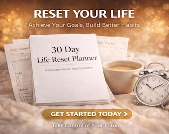 30 Day Life Reset Planner | Habit Tracker, Goal Setting (Digital Download)