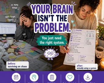 ADHD Planner Bundle Printable, Daily + Weekly + Brain Dump PDF Neurodivergent Planner Printable –Executive Function Planner Instant Download