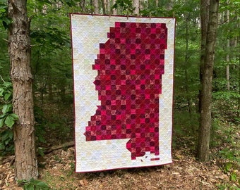 PDF Pattern - Mississippi - A Pixelated State Quilt - Jackson Biloxi Gulfport Hattiesburg Meridian Oxford Bulldogs