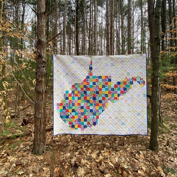 PDF Pattern - West Virginia - A Pixelated Quilt - West Virginia State Quilt Charleston Morgantown Franklin Davis Beckley