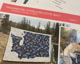 Paper Pattern - Washington - A Pixelated Quilt - Pacific Northwest State Quilt PNW