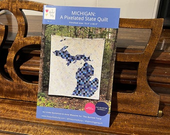 Paper Pattern - Michigan - A Pixelated Quilt - Great Lakes State Michigan Quilt