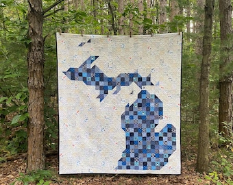 Michigan - PDF PATTERN - A Pixelated State Quilt - Holland Grand Rapids Mackinac Island Traverse City Detroit Ann Arbor